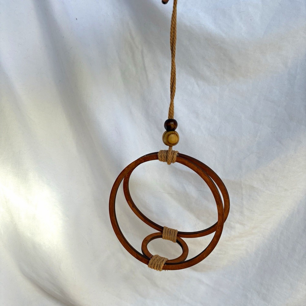 Boho Wooden Hoop Hanging Planter Mid Century Modern Circle Pot Holder Decor
